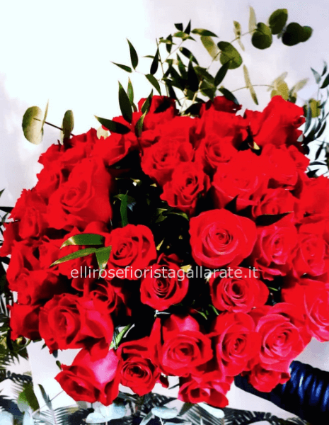 Bouquet 50 rose rosse extra quaita' gambo lungo 70 cm, diametro bouquet 70 cm.